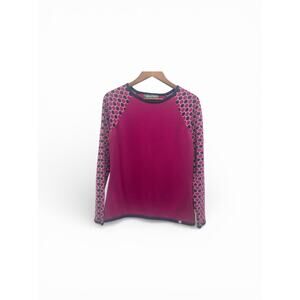 Title Nine Cotton Blend Magenta Geometric Raglan Sweater Size M Outdoors